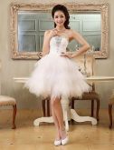 Coquetel Vestido Linha A / Princesa Coração Curto / Mini Tule com
