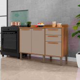 16279.Balcao Cozinha Florida 120 3P2G Cinamomo.Off White Salleto