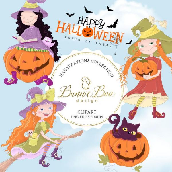 Kit elementos cliparts haloween