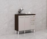 A668.Balcao 3P2G 90 com Tampo Chocolate.Off White Poquema