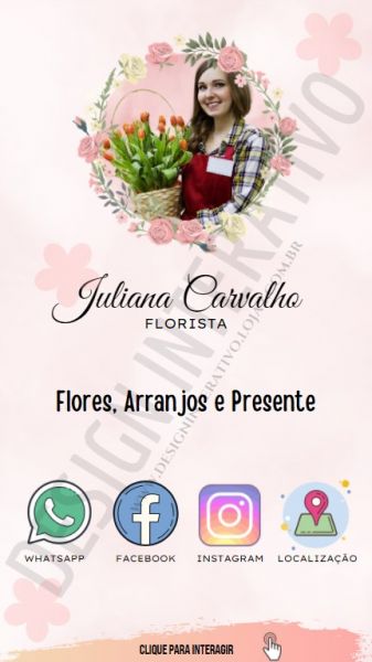 CARTÃO DIGITAL FLORISTA - ROSA