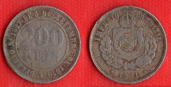 V016-6 - 200 réis 1871 - tiragem 3.650.000