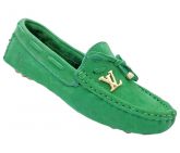 Mocassim Feminino Louis Vuitton Couro Verde