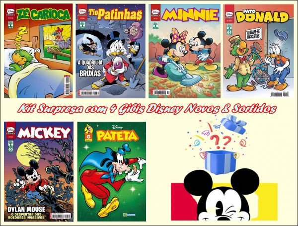 Kit Surpresa com 4 Gibis Disney Novos