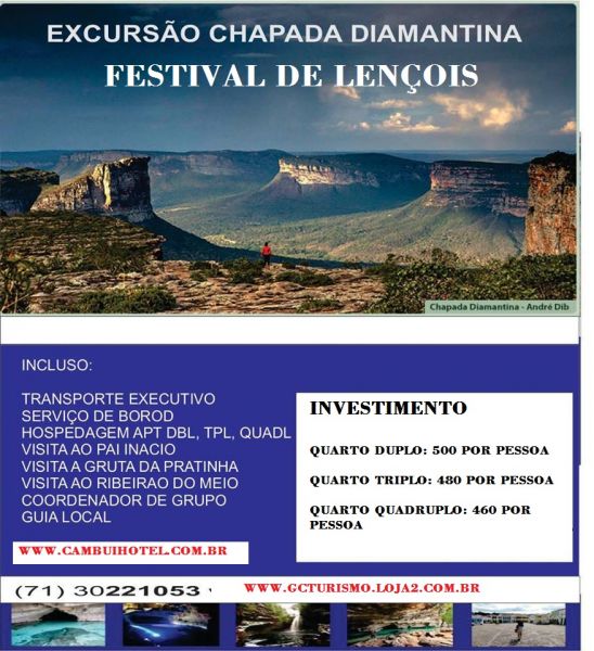 EXCURSÃO CHAPADA DIAMANTINA FESTIVAL LENCOIS