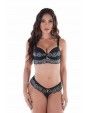 CONJUNTO LUXO EM MICROFIBRA E RENDA COM BIJUTERIA B103 -