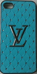 CASE LV AZUL COM STRASS PARA IPHONE 4 E 4S