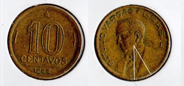 V180 - 0,10 1944 - Com sigla - Tir. 12.617.000