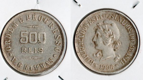 MAG P681 500 Réis 1906 - (Tiragem 352.000)