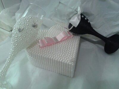Taças de Casamento  + caixa de coração 001#