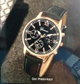 RELÓGIO DE PULSO MASCULINO CASUAL GÊNOVA(PULSEIRA PRETA)