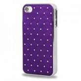 CASE ROXA COM STRASS E BORDA CROMADA PARA IPHONE 4 E 4S
