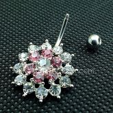 cirúrgica de titânio de aço flor de cristal anel forma umbigo