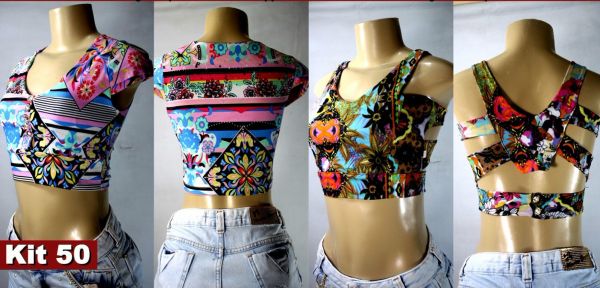 kit 30 blusa Top croped com bengaline