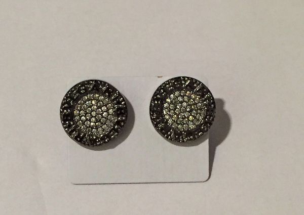 Brinco Bvlgari Ródio Negro com Prata Cravejado