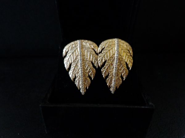 Brinco folha grande zircônia BR346