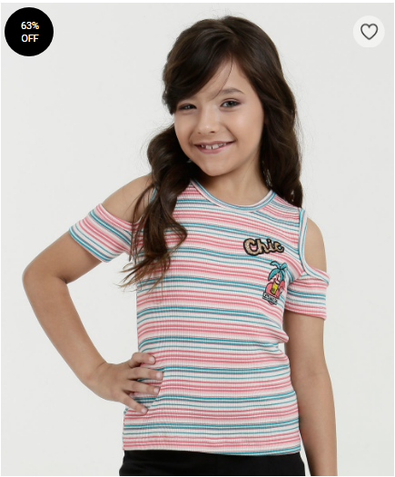 Blusa Infantil Listrada Open Shoulder Manga Curta