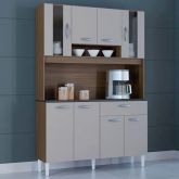 A564.Kit Cozinha Coral 8P1G 120 Castanho.Off White Poquema