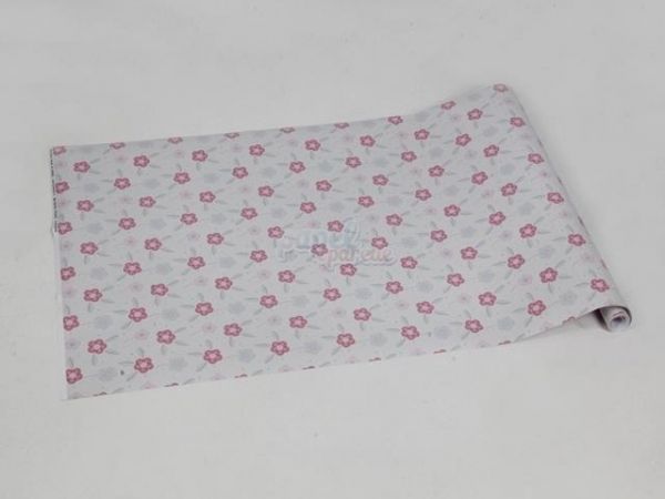 papel-de-parede-com-fundo-cinza-claro-e-desenhos-em-tons-de-rosa-e-cinza-infantil-MODELO 03
