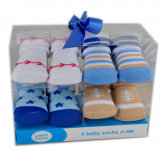 Conjunto De Meias Botinhas Luvable Friends 0-9 Meses Meninos Original