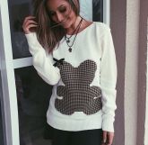 blusa pied poule off white