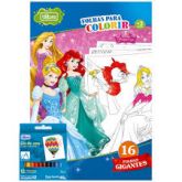 FOLHAS P/COLORIR PRINCESAS + GIZ DE CERA - 32 PAGINAS - 128mmx170mm - TILIBRA