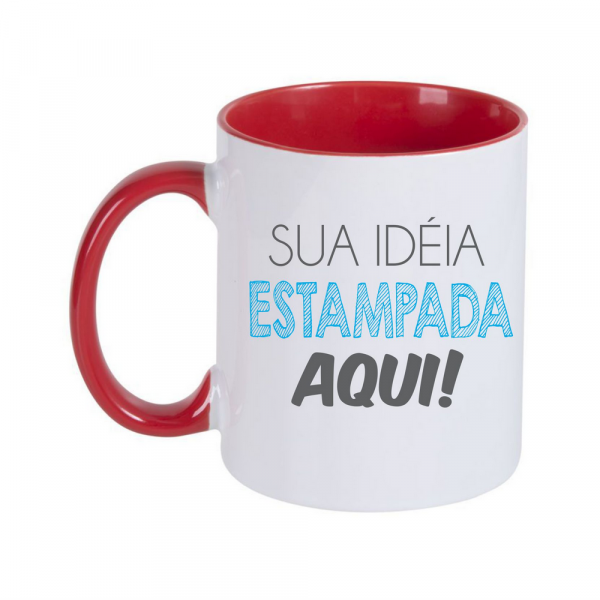 Caneca color 325 ml interior e alça vermelho