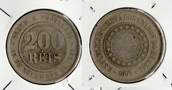 050-1 - 200 Réis 1897 - Tiragem 2.405.000  - Linda