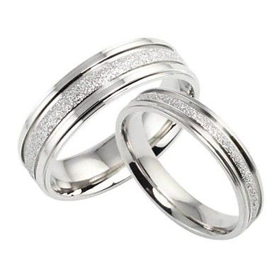 Moda de Nova Pérola Casais Areia Titanium Anel Aço #01398857