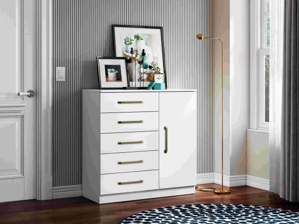 Comoda Milao 5G1P Branco Aramoveis