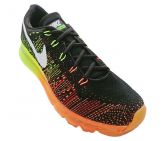 Tênis Nike Flyknit Air Max Preto e Verde e Laranja