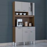 A563.Kit Cozinha Coral 6P1G 90 Castanho.Off White Poquema