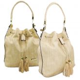 Bolsa Loss Saco na cor nude/amarelo.