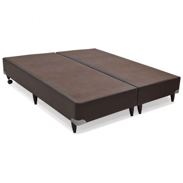 Base Casal Bipartida 2x69x188x40 Suede Marrom SR Movelaria