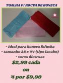 Toalha para roupa de boneca