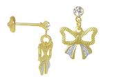 Brinco infantil folheado a ouro, em forma de lacinho - Cod: 2447