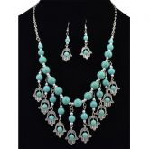 Palm Fringe Fake Turquoise Beads Jewelry Set