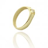 Anel solitário folheado a ouro com zircônia - AN0628