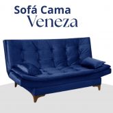 Sofa Cama Veneza Tec 185 Veludo Azul Top Estofados