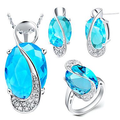 prata luxo conjunto de jóias das mulheres #00817293