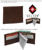 Carteira Selten Masculina Chocolate em Couro, Com Fino Acabamento.