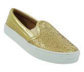 Tênis Feminino Iate Dourado com Glitter