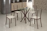 5744.163.12.92 Conjunto Mesa Rio 75x75 Marrom Tmp Vidro Redondo com 4 Cds Marrom.Creme Teixeira