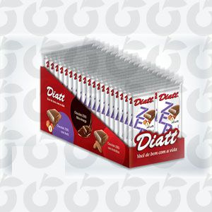 Tablete Chocolate com Avelã Zero 20 Gramas Diatt Caixa com 12