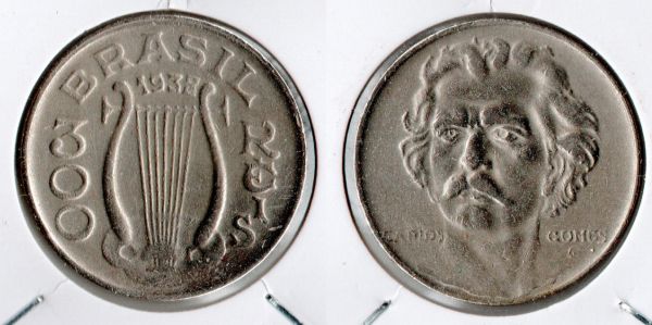 V148-3 - 300 Réis 1938 - Tiragem BAIXA 3.752.000 - LINDA