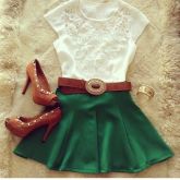 Primavera Verão Blusa e Saia