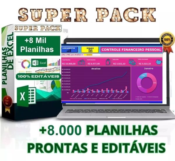 Planilha de Controle Financeiro Pessoal com Dashboard (Versão ARC 77) + 8 Mil Planilhas Editáveis