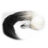 PLUG ANAL EM METAL COM RABO LONGO PRETO HARD