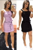 Vestido Curto Com Botão E Laço Alcinha Tecido Leve Blogueira