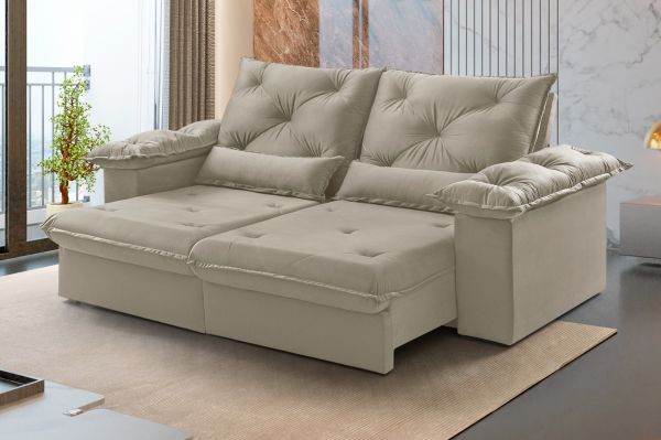 Estofado Retratil Reclinavel Atlas 200 2x80 Vel Inca Capuccino 15 Idealle